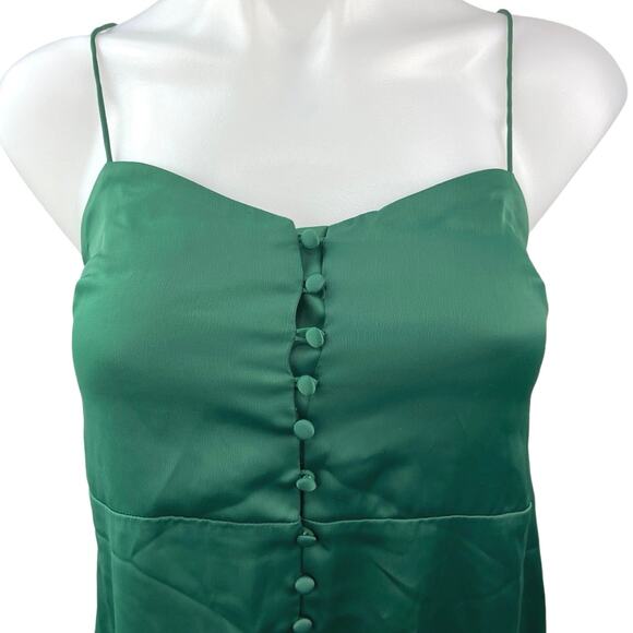 Urban Outfitters Green Silk Satin Spaghetti Cami Camisole Mini Slip Dress XS - Picture 5 of 7